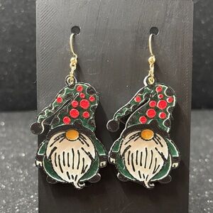 Christmas Gnome Earrings with Gold Tone Accents | Polka-Dot Hat 🎄❤️